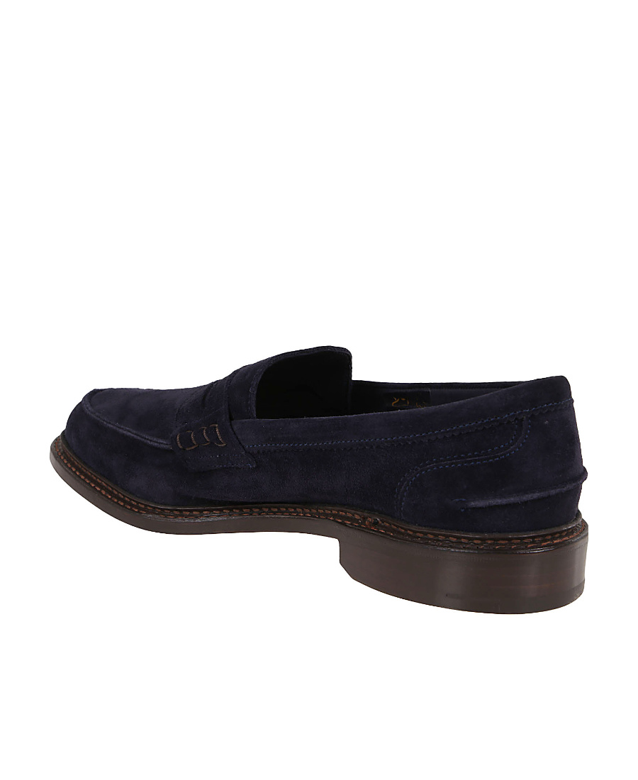 Tricker's Smooth Suede Loafers With Classic Silhouette In Black