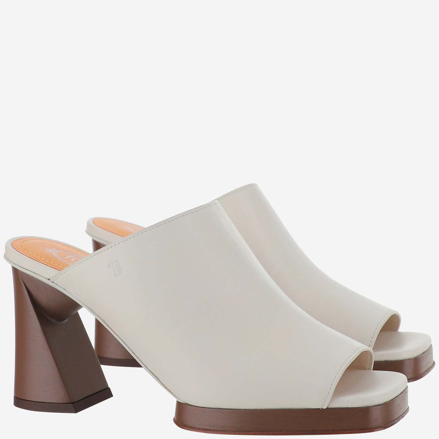 Tod's 95mm Sculpted-heel Leather Mules In White