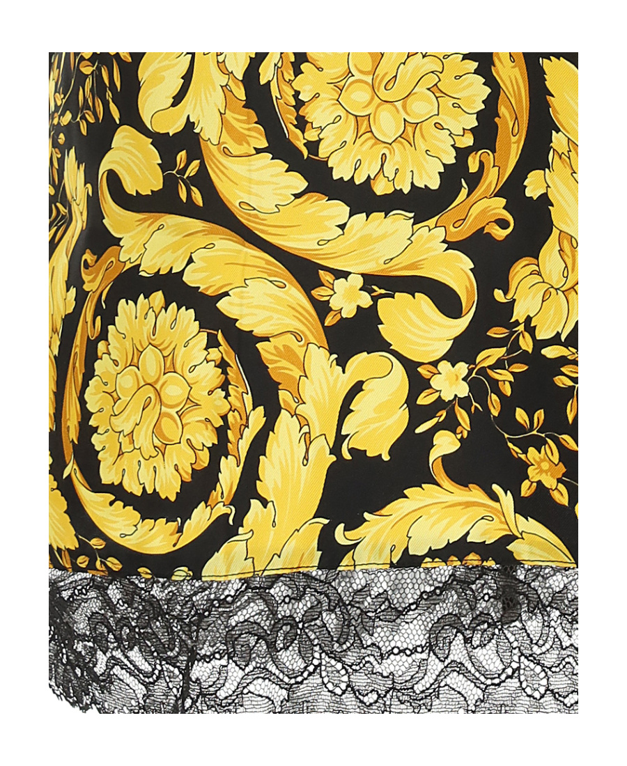 Versace Barocco Silk Camisole Minidress In Yellow