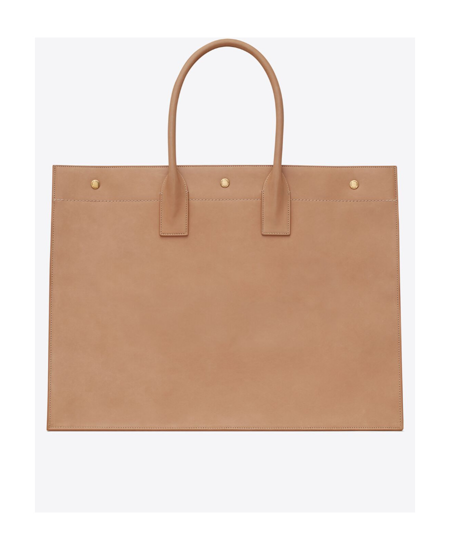 Saint Laurent Rive Gauche Embossed Leather Tote Bag In Nude