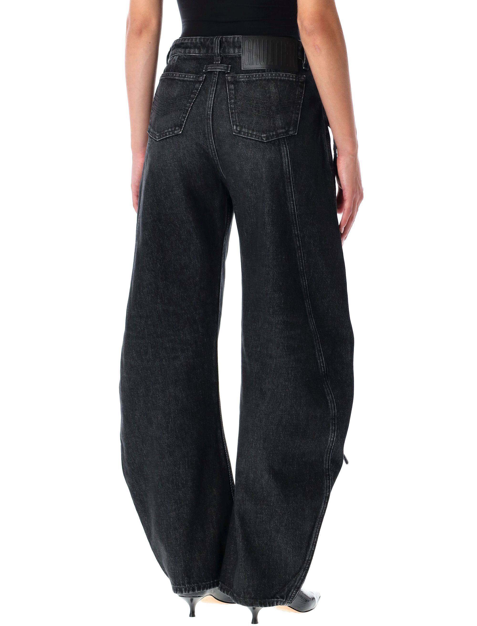 Jean Paul Gaultier High Rise Wide Leg Trousers With Belt Loops In Black
