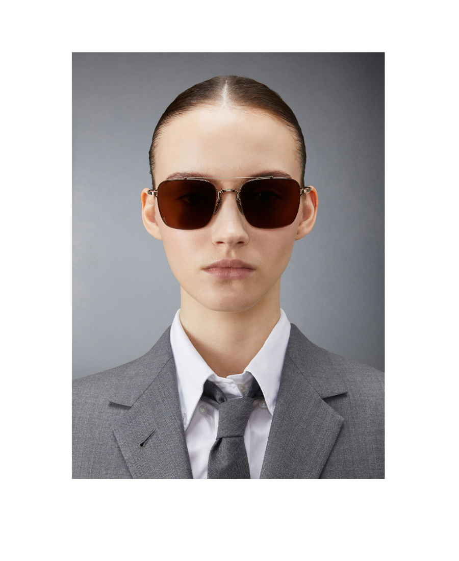 Thom Browne Ivatoa Sunglasses With Square Frames In Brown