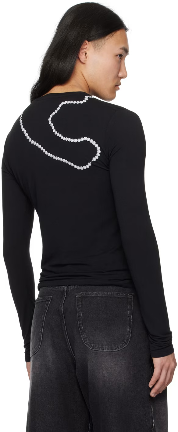 Off-white Black Printed Long Sleeve T-shirt In Black