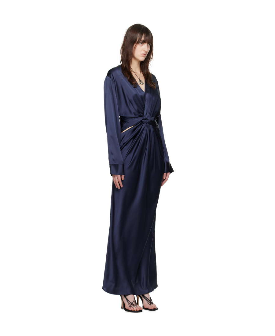 Christopher Esber Triquetra Twist Silk Dress In Blue