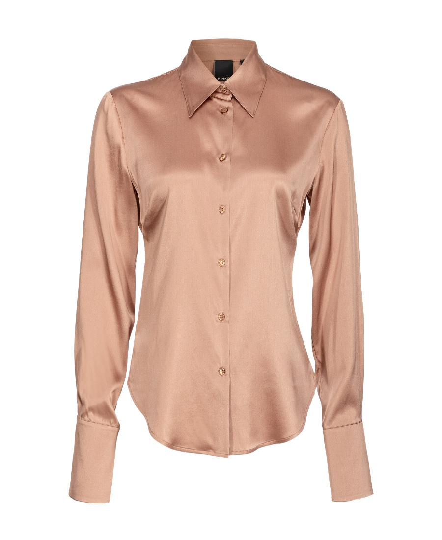 Pinko Chemise En Satin De Soie In Brown