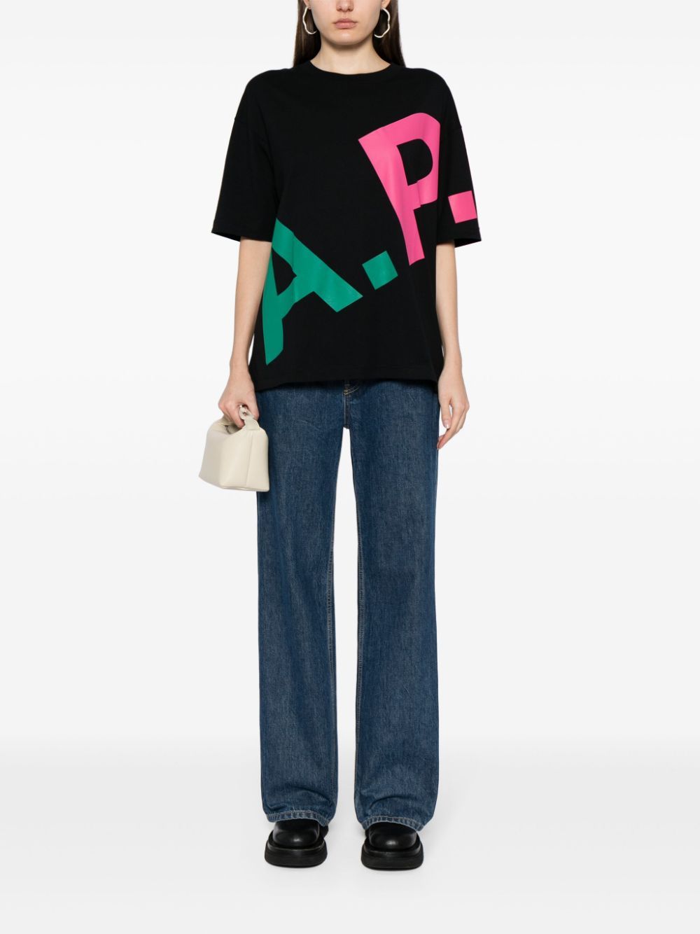 Apc Logo-print Cotton T-shirt In Black