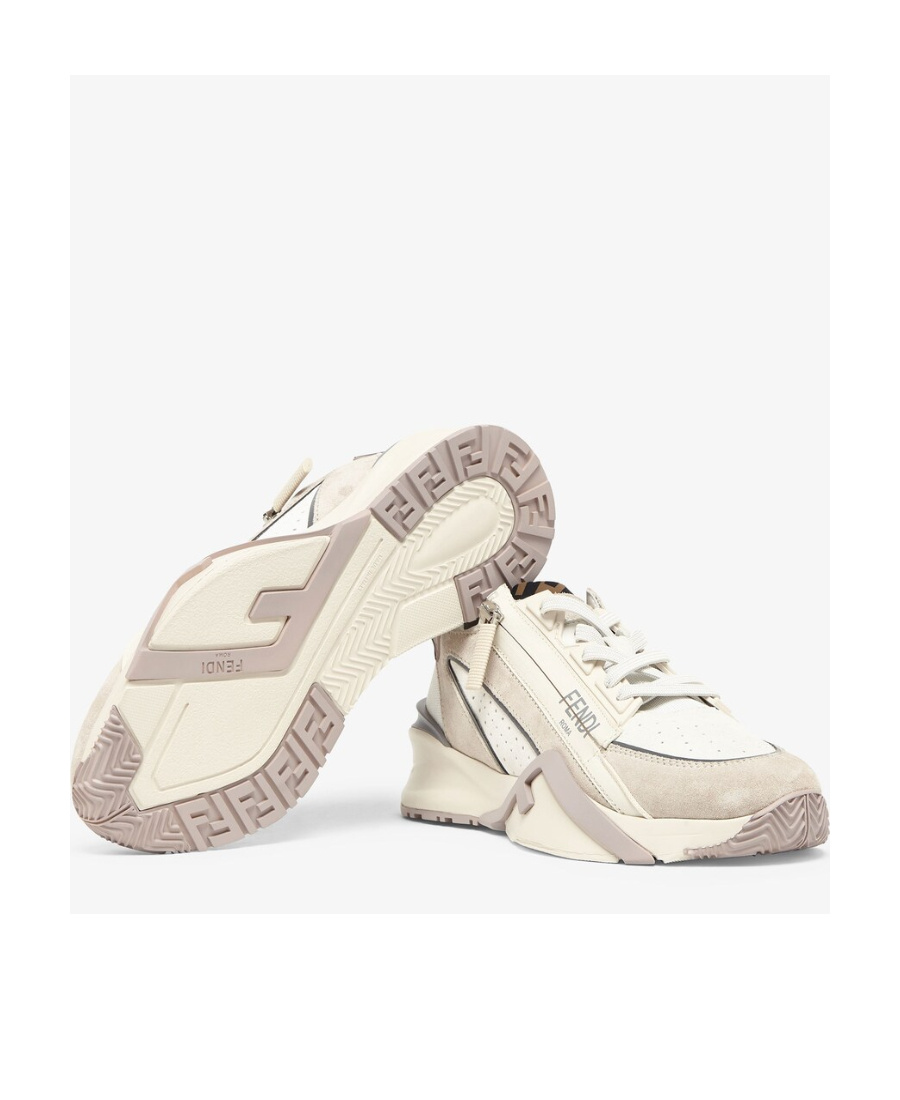 Fendi Flow Panelled Low-top Sneakers In White