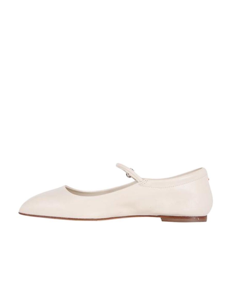 Aeyde Maryjane Leather Ballerina Shoes In White