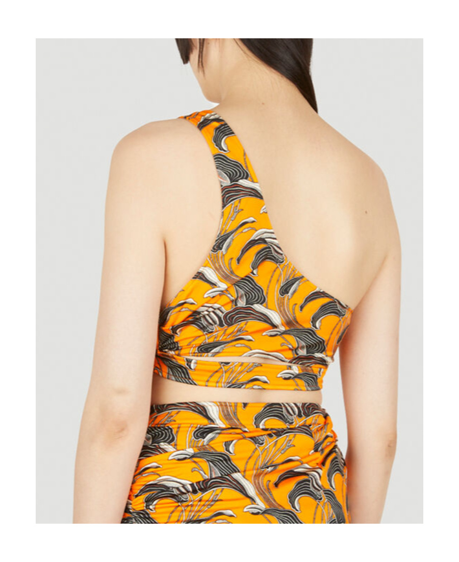 Rabanne Printed Cropped Top In Nude