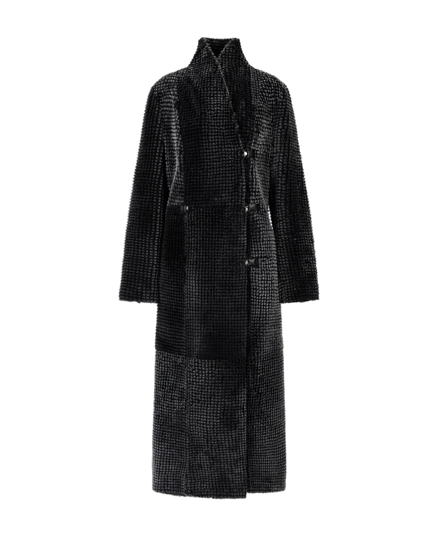Shop Emporio Armani Reversible Double-breasted Coat In Black