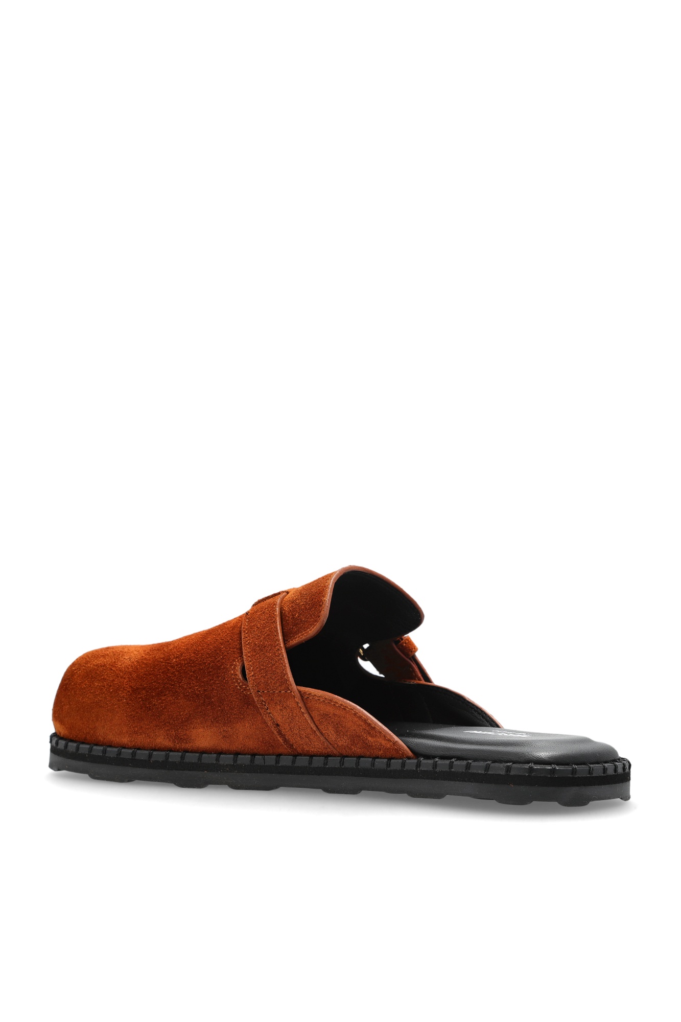 Moschino Buckle-fastening Suede Pumps In Brown