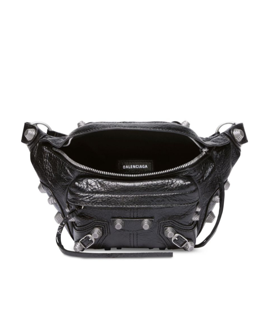 Balenciaga Black Le Cagole Studded Belt Bag In Black