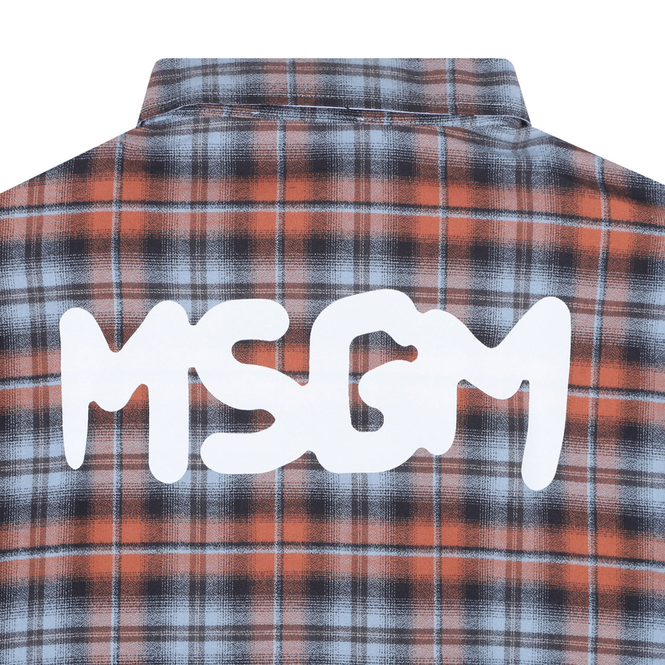 Msgm Check-print Shirt In Gray