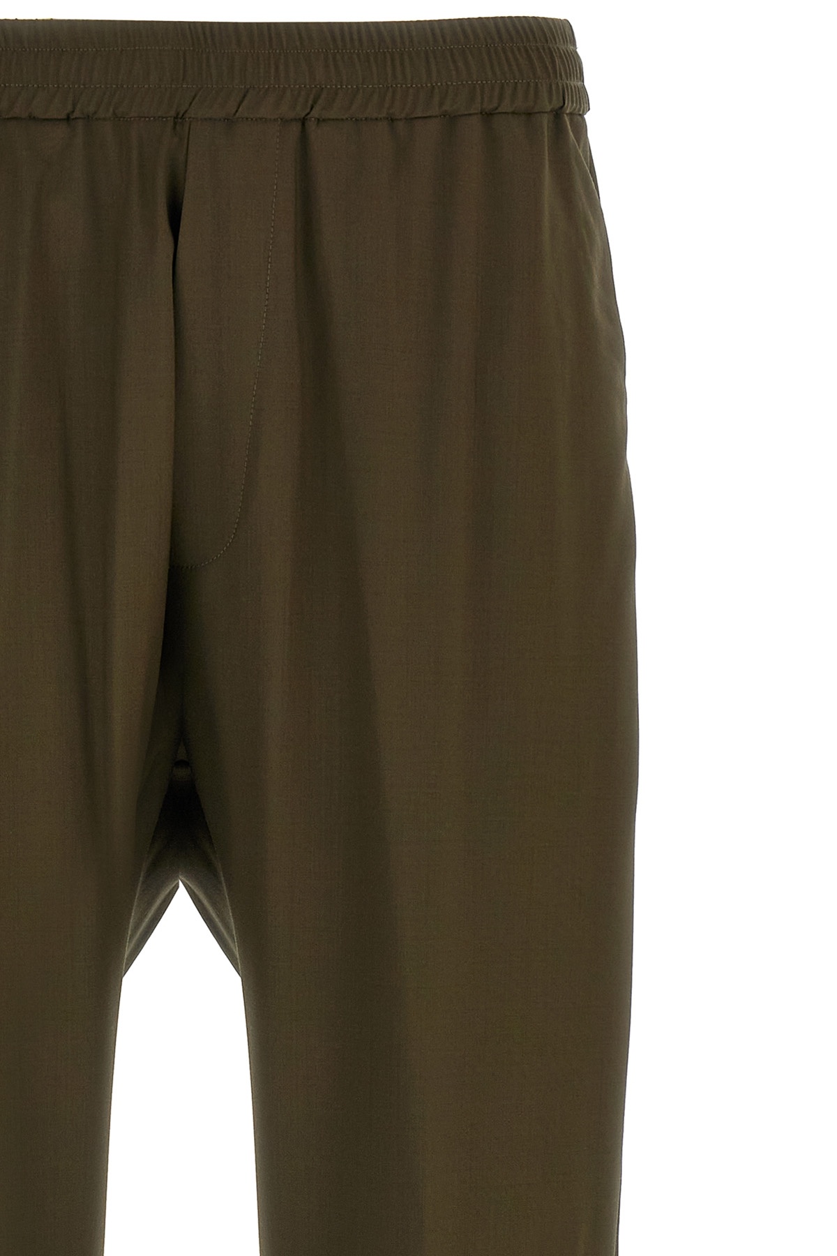 Barena Venezia Straight Leg Elastic Waistband Pants With Back Pockets In Brown