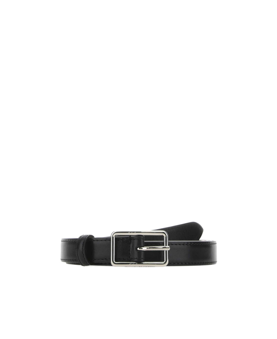 Alexander Mcqueen Leather Buckle Belt In Black