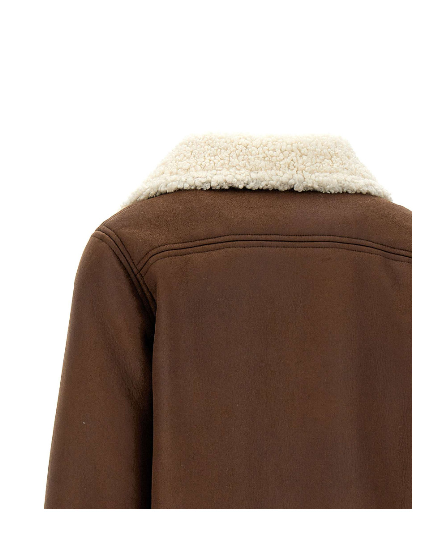 Apc Faux-leather Shearling Jacket In Multicolor