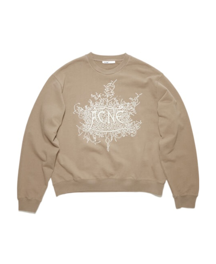 Acne Studios Dark Beige Relaxed Fit Glow In The Dark Logo Sweater In Nude