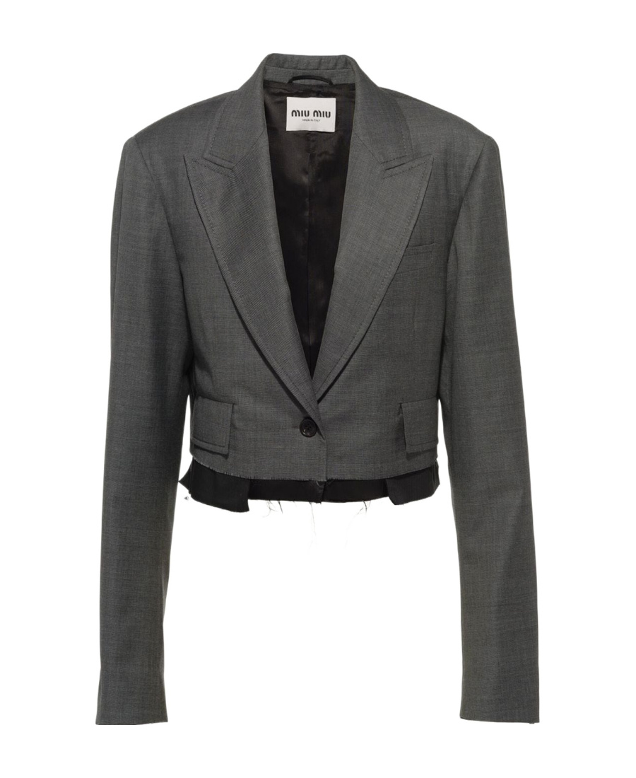 Miu Miu Grisaille Single-breasted Jacket In Black
