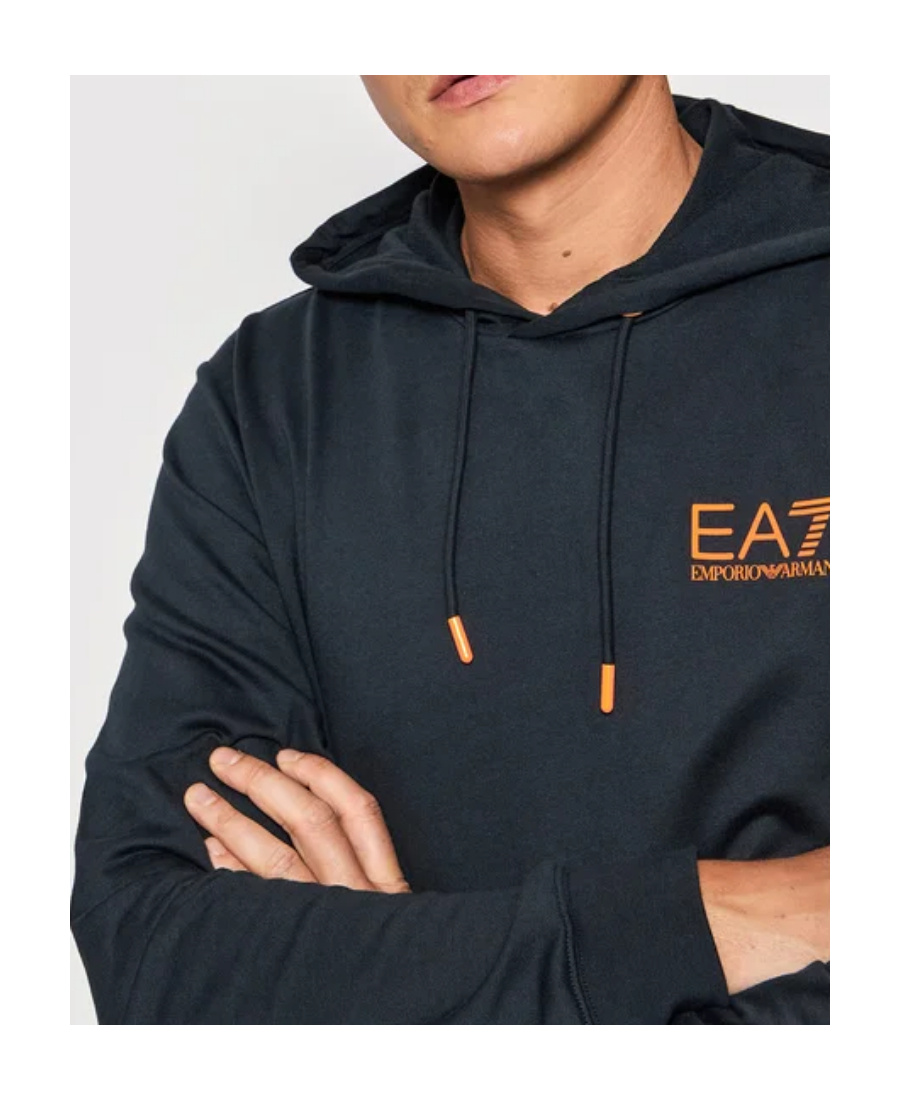 Ea7 Logo-print Jersey Hoodie In Black