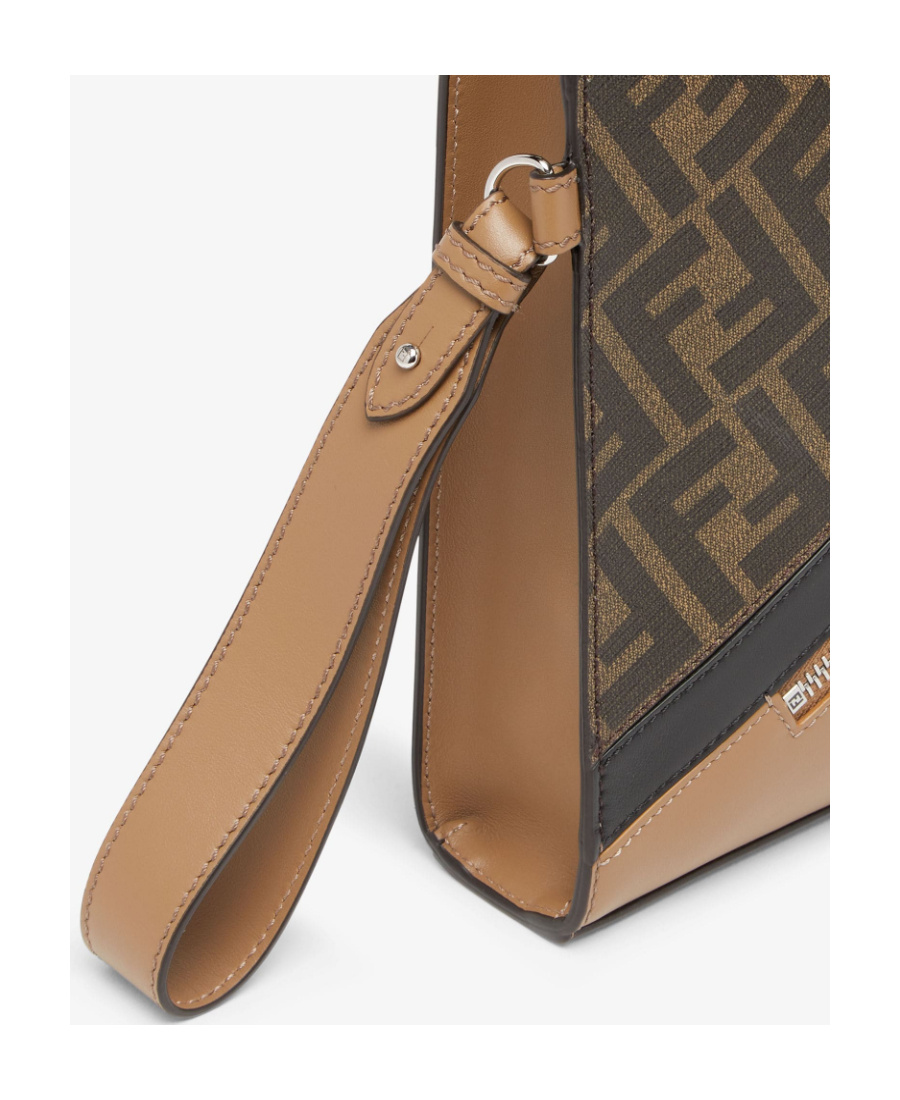 Fendi Multicolour Leather Pouch In Nude