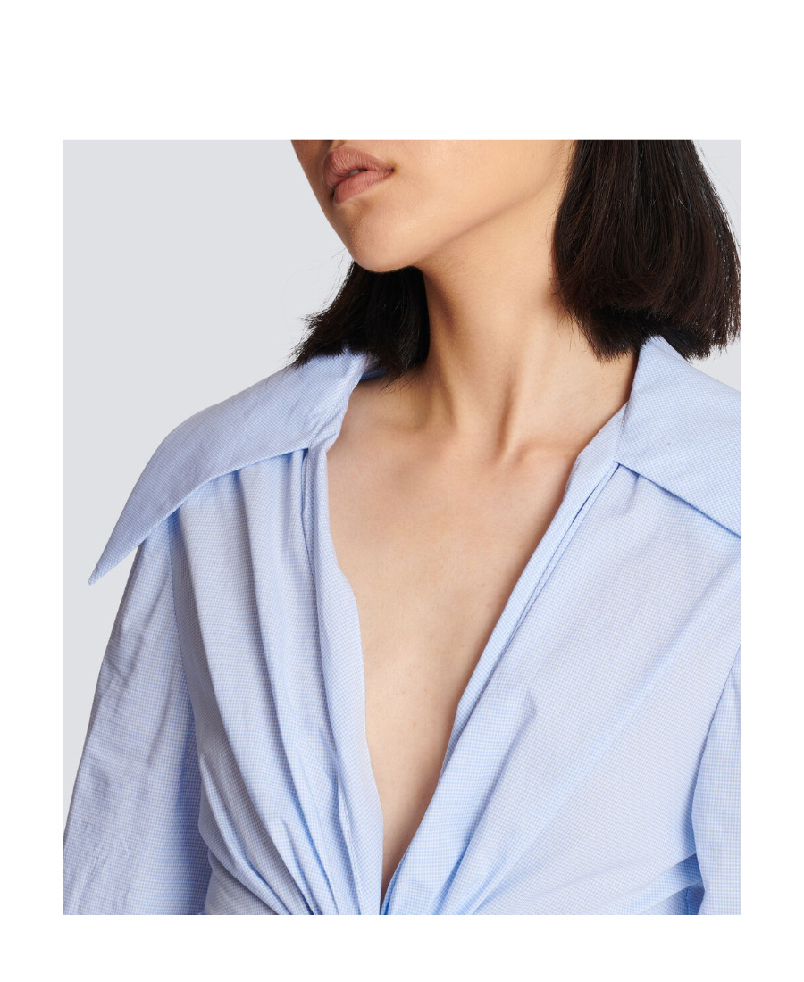 Balmain Women's Camisa Anudada Lazo Drapeado Shirt In Blue