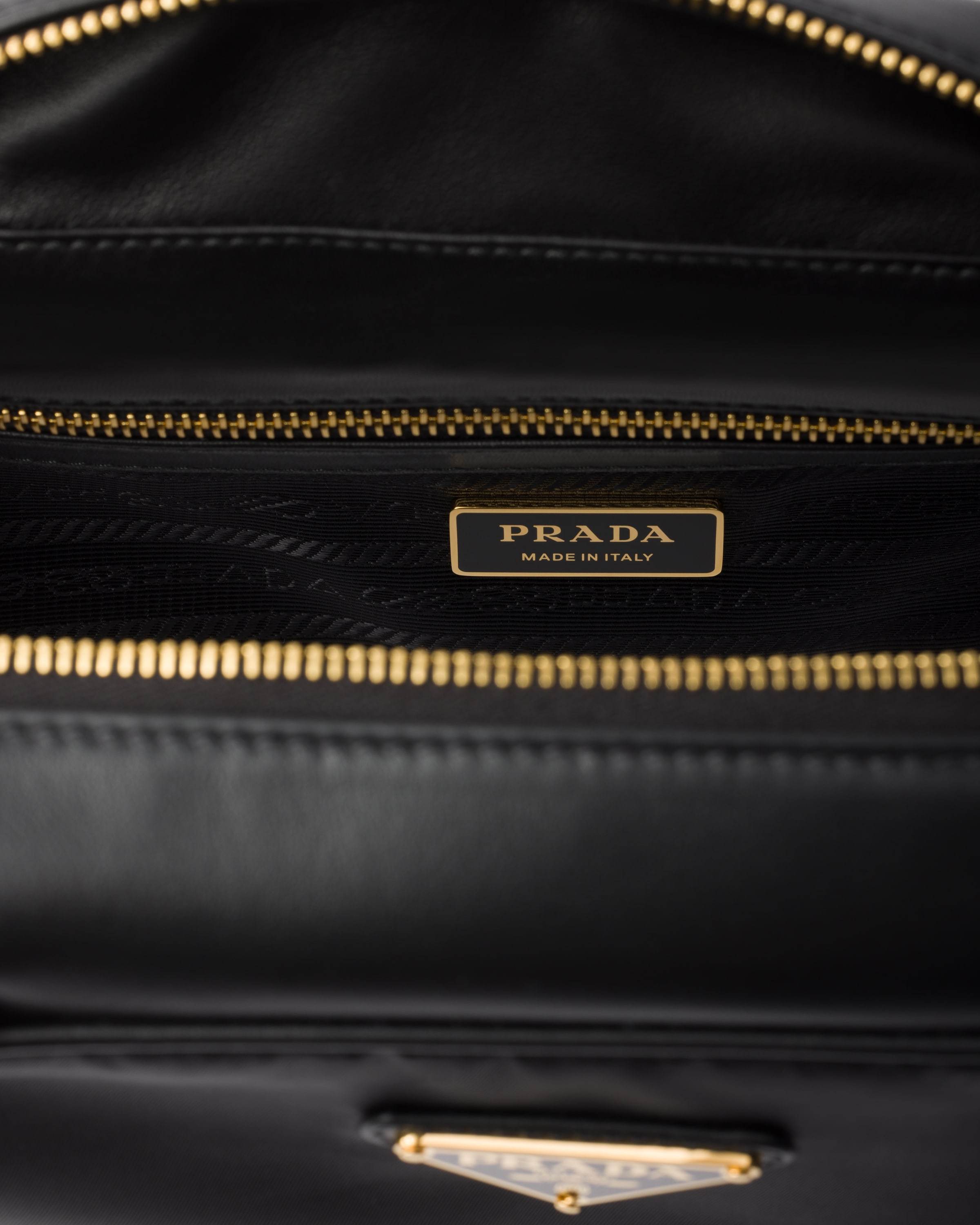 Shop Prada Re-nylon And Leather Medium Top-handle Bag In Black