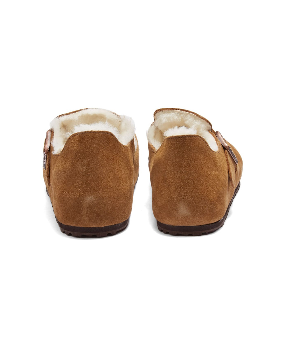 Birkenstock London Shearling-trimmed Slippers In Brown