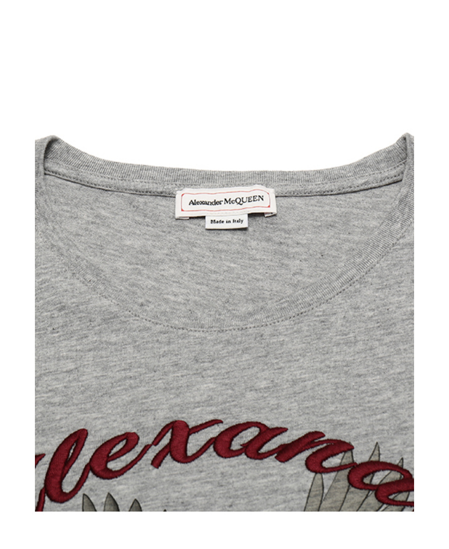 Alexander Mcqueen Printed Short-sleeved T-shirt In Gray