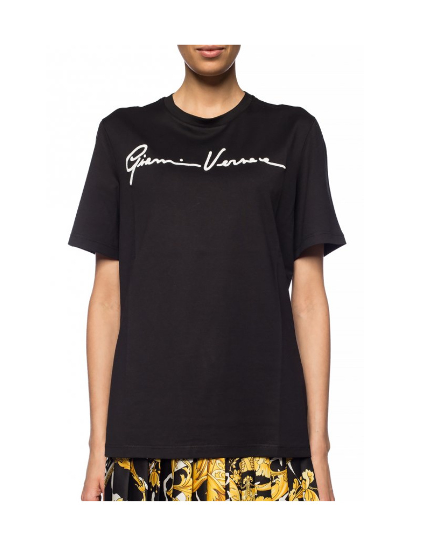 Versace Embroidered Logo T-shirt In Black
