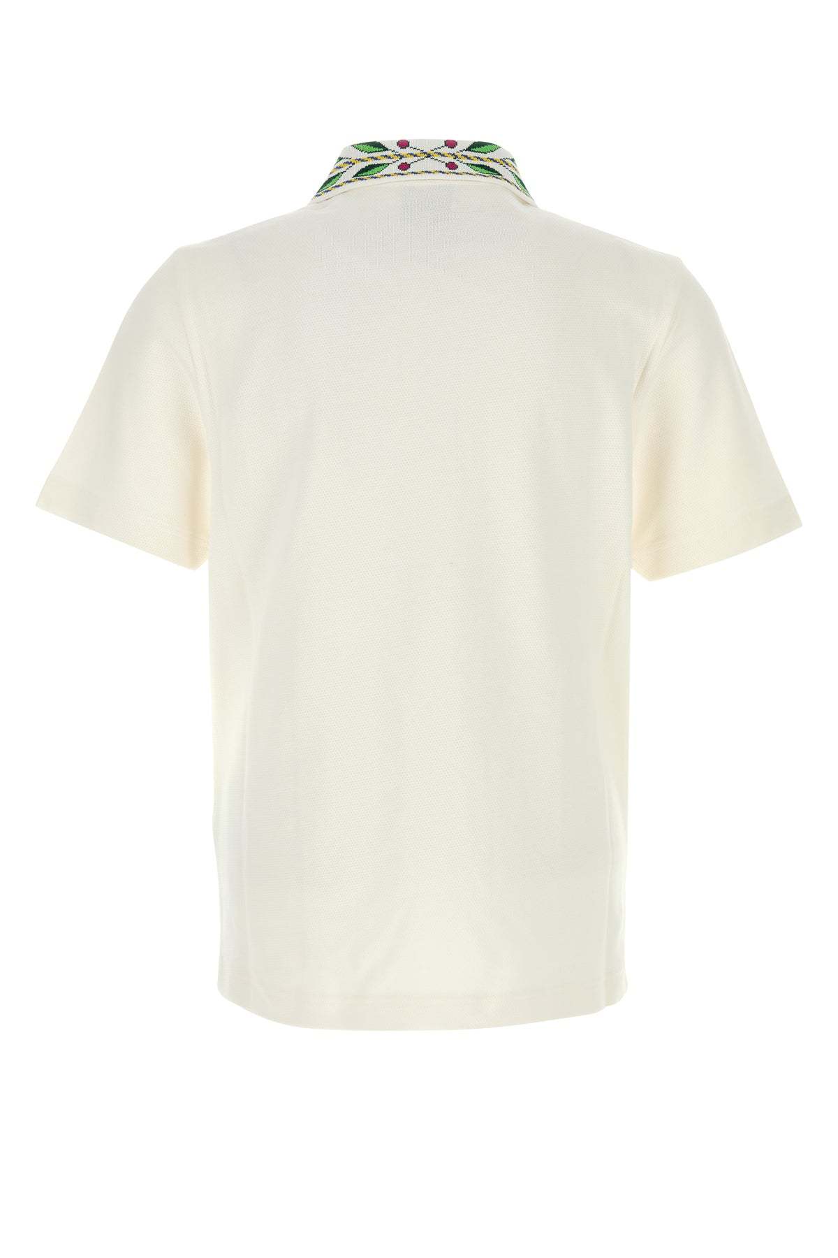 Casablanca Polo Shirt With Short Sleeves And Embroidered Collar In White