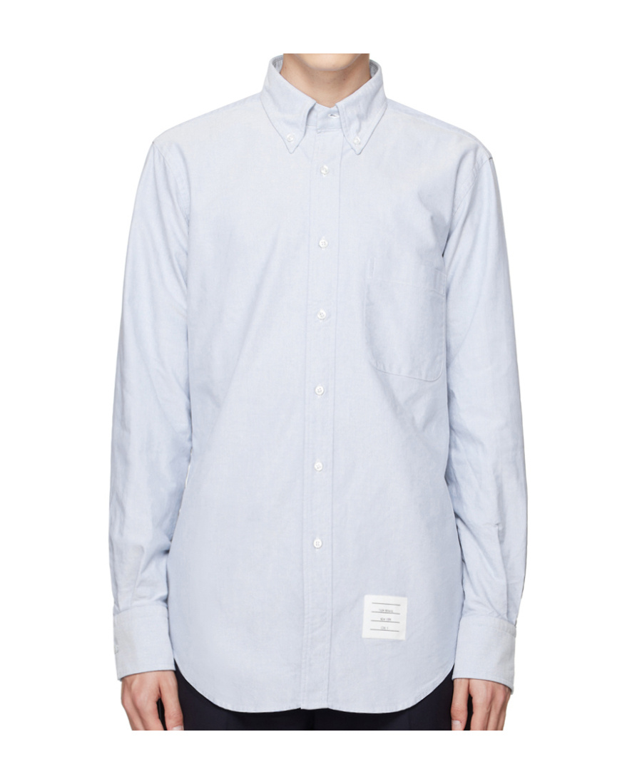 Thom Browne Straight Fit Cotton Oxford Button-down Shirt In White