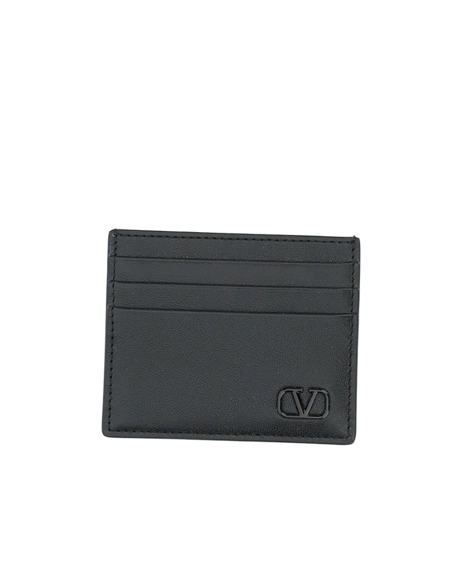 Valentino Vlogo Plaque Cardholder In Black