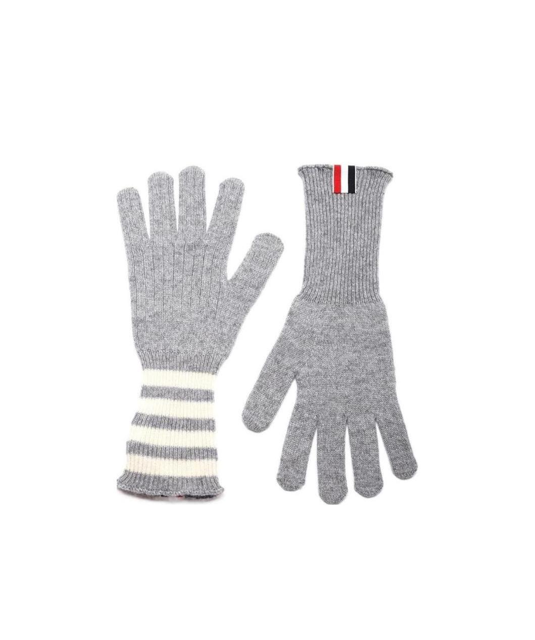 Thom Browne 4-bar Cashmere Gloves In Gray