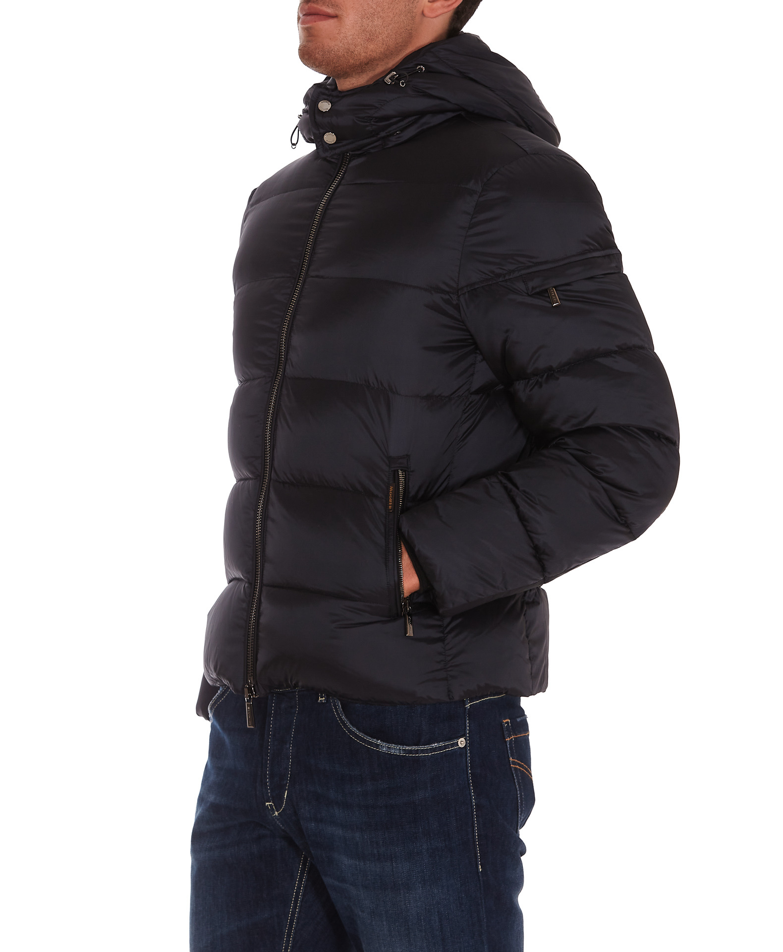 Moorer Breet-sh Hooded Zipped Down Jacket In Black