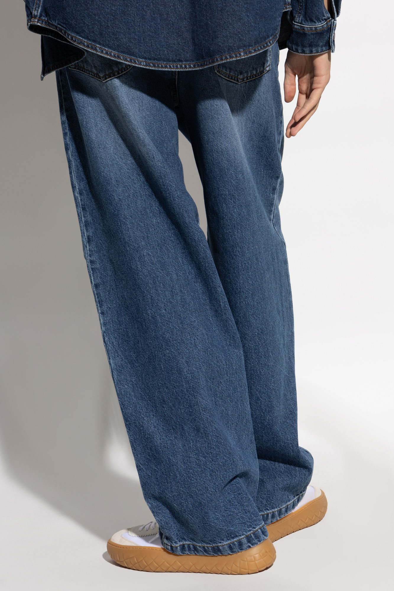 MOSCHINO MOSCHINO LOGO PATCH WIDE-LEG JEANS