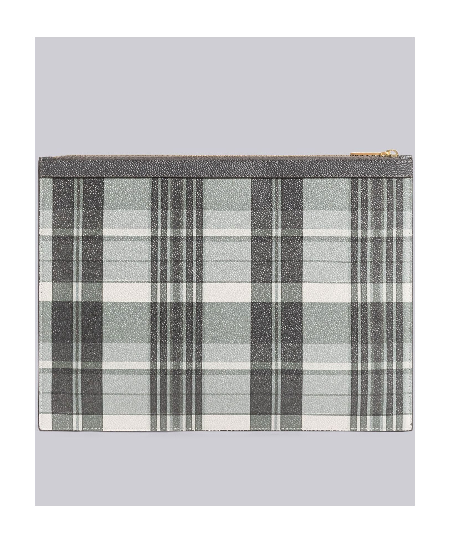 Thom Browne Grosgrain-loop Trim Clutch Bag In Gray