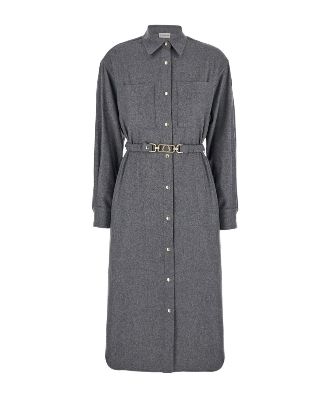 Moncler Logo-patch Shirt Dress In Gray