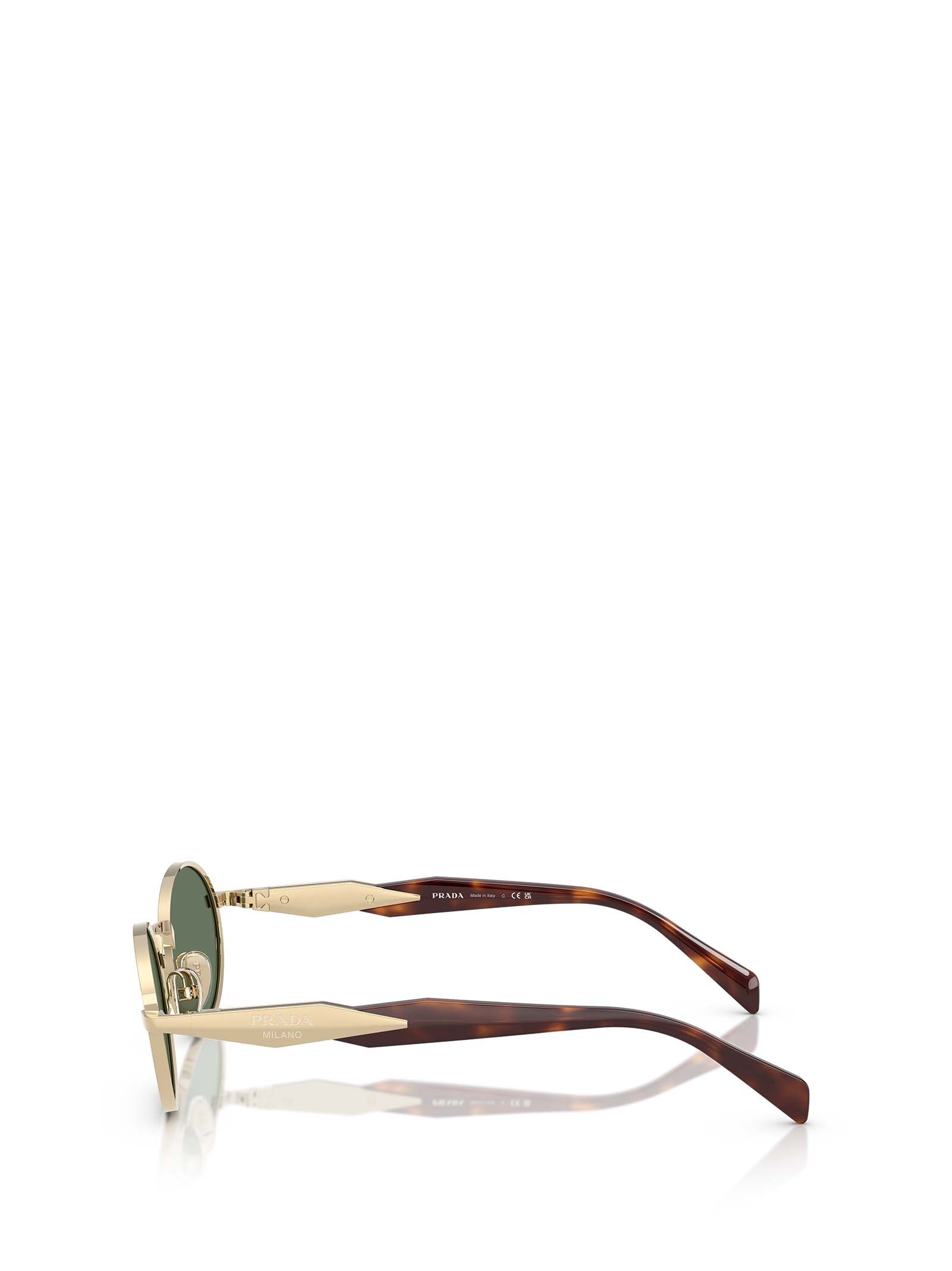 Prada Womens Gold 65zs Oval-frame Metal Sunglasses In Green