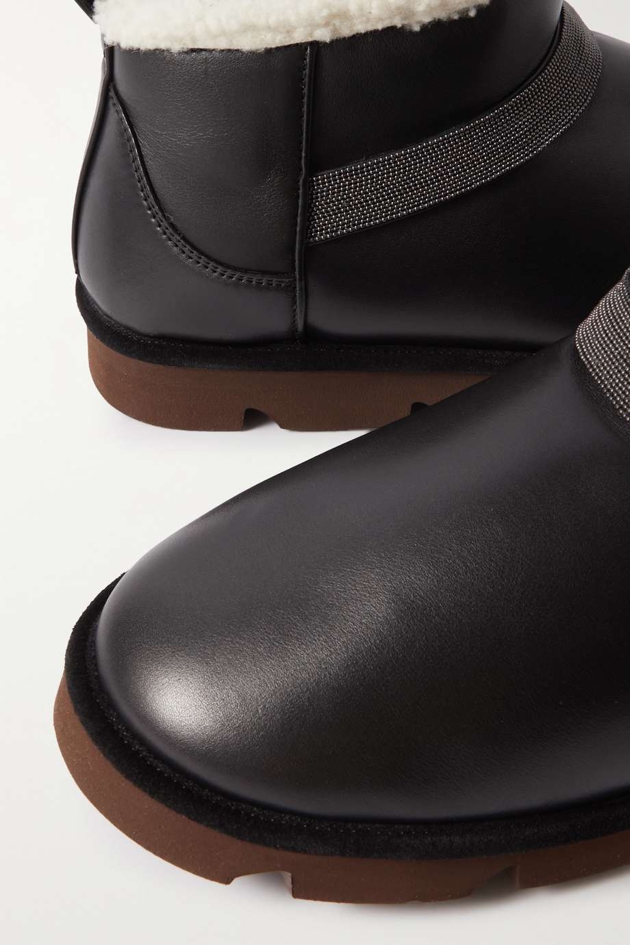 Brunello Cucinelli Leather Short Boots In Black