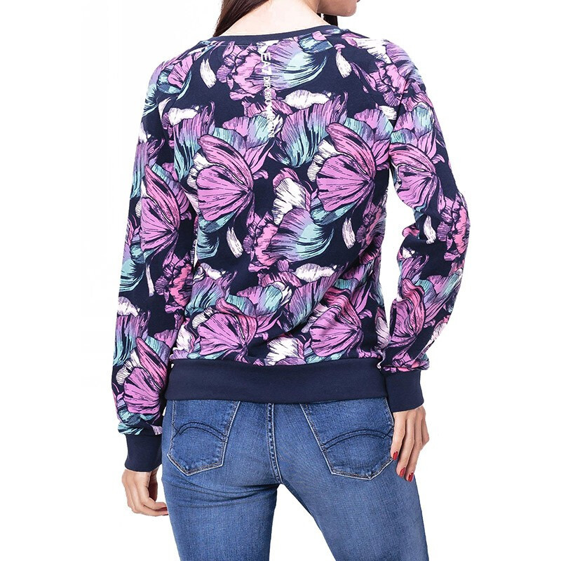 Ea7 Round Neck Print Sweater In Black