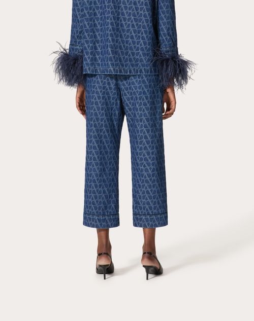 Valentino Toile Iconographe Cropped Jeans In Blue