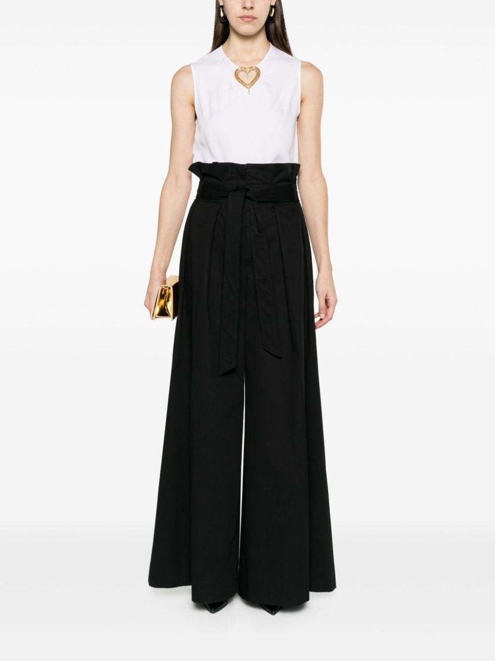 Moschino Sleeve Detail Crepe Top In White