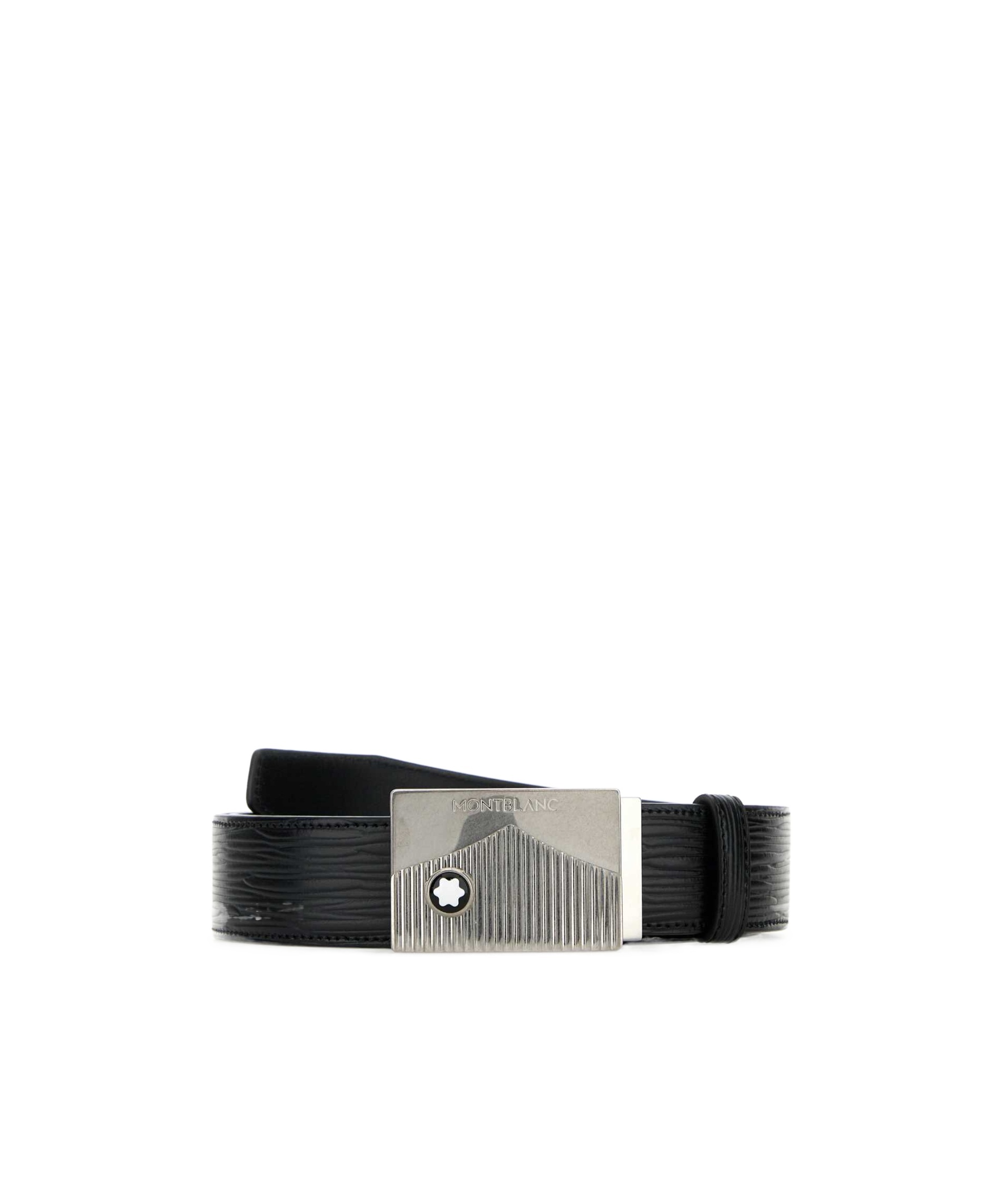 Montblanc Logo Buckled Reversible Belt In Black