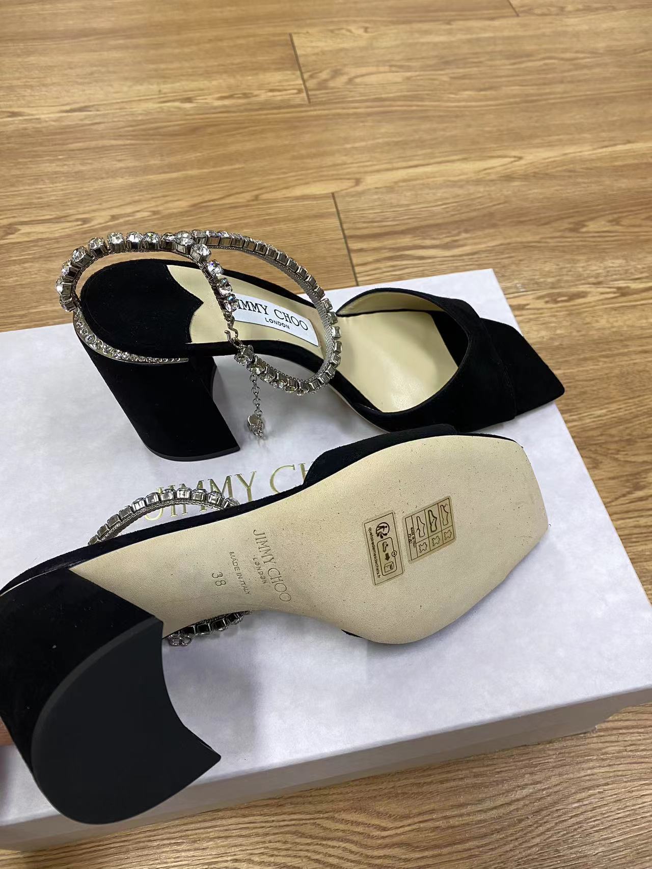Jimmy Choo Saeda Rhinestones Tassel High-heeled Sandals In Black