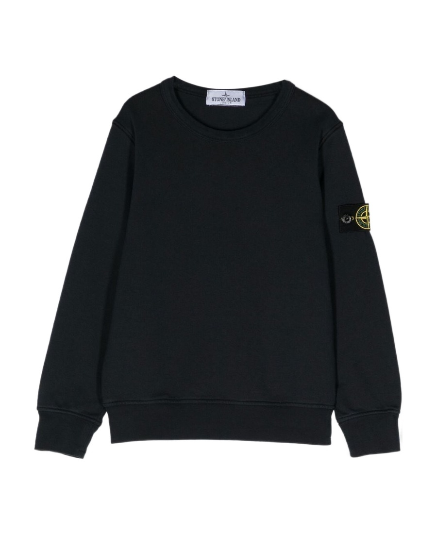 Stone Island Logo-patch Crew-neck Sweatshirt In Blue