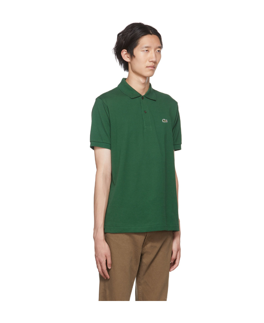 Lacoste Stretch Pique Short-sleeve Slim Fit Polo Shirt In Green