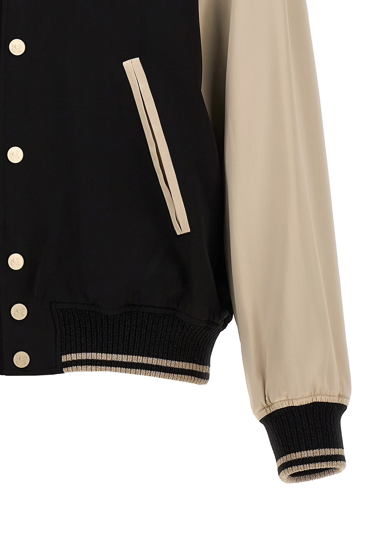 Palm Angels Blackwhite Logo Varsity Bomber Jacket In Black