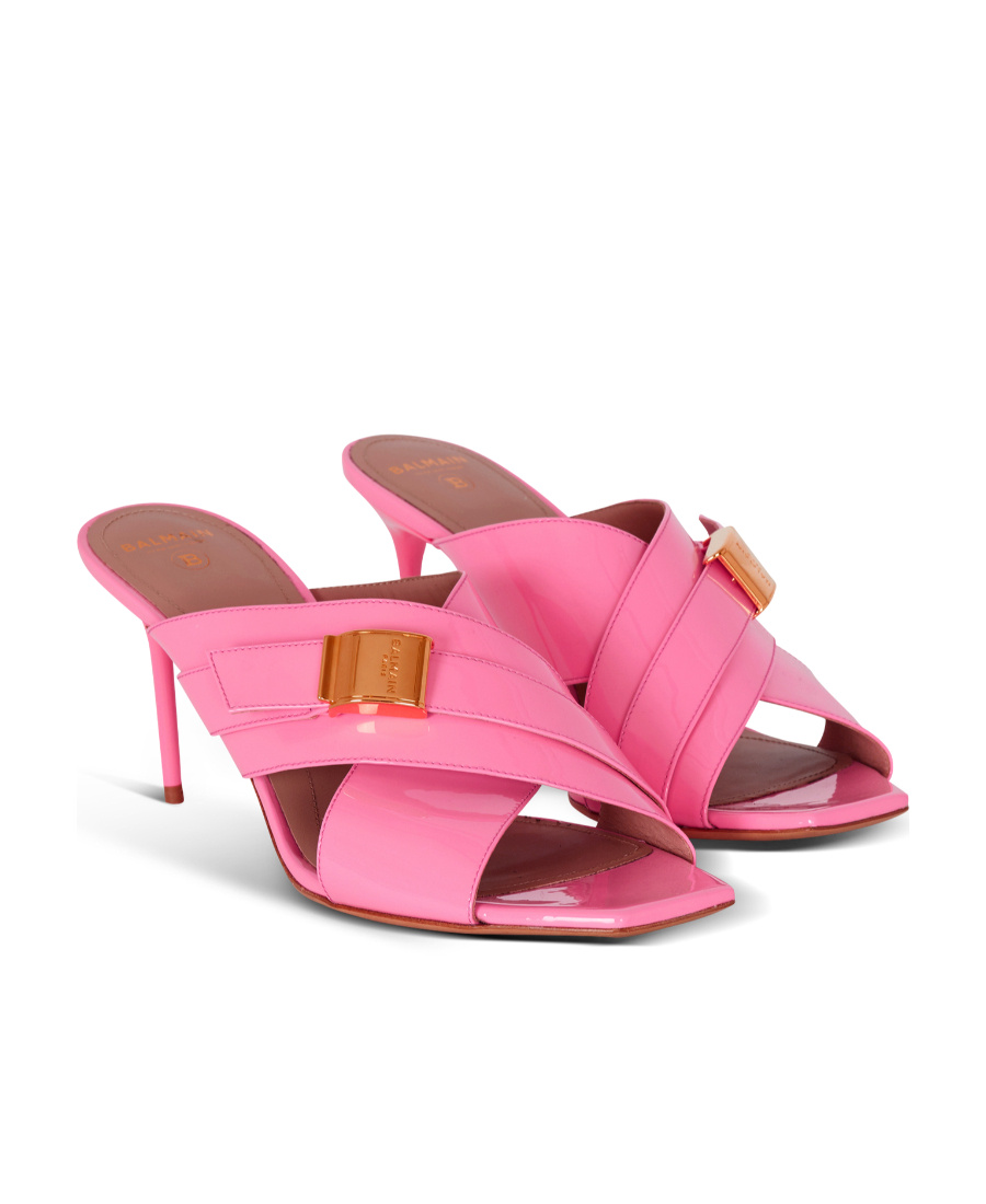 BALMAIN UMA MULES IN PATENT LEATHER