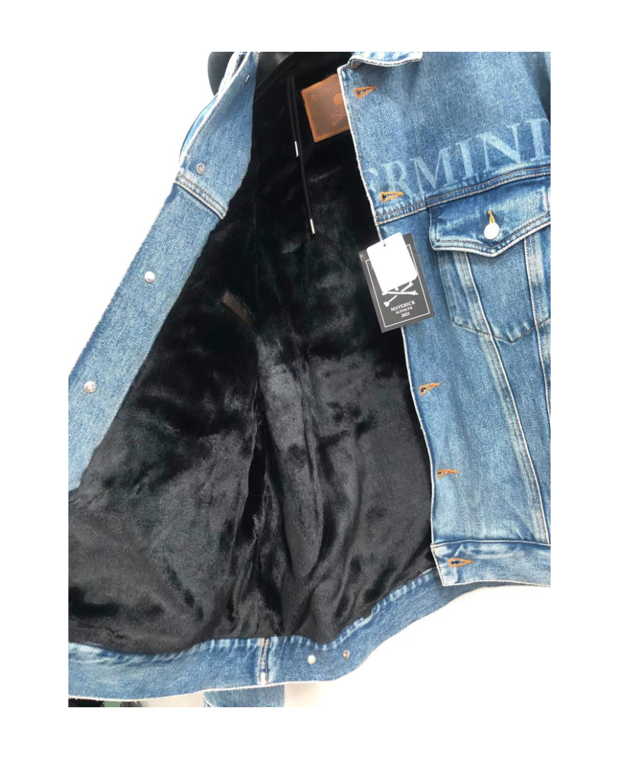 Mastermind Japan Printed Denim Jacket In Blue