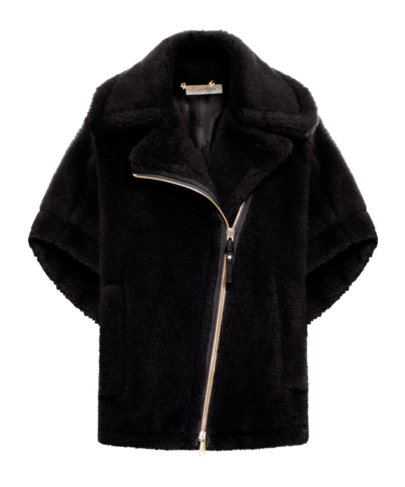 Max Mara Wool-alpaca Teddy Biker Jacket In Black